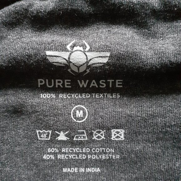 Pure Waste 100% Recycled Sweatshirt With Logo Charcoal Gray Size M - Picture 3 of 7